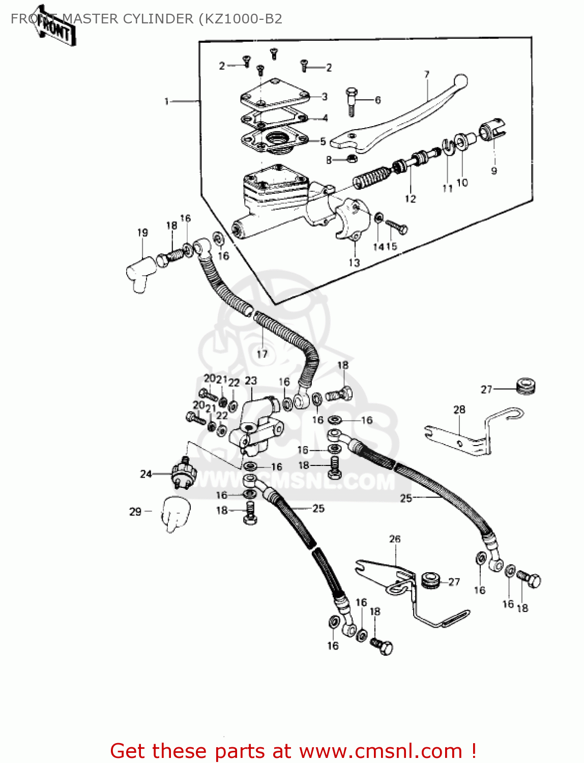 FRONT MASTER CYLINDER (KZ1000-B2 KZ1000B1 KZ1000 LTD 1977 USA CANADA