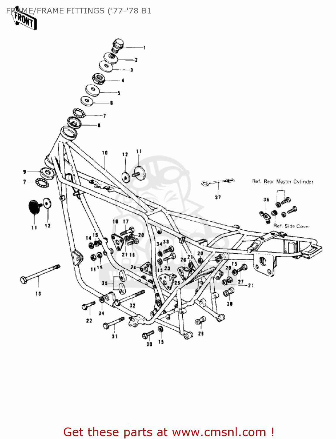 FRAME/FRAME FITTINGS ('77-'78 B1 KZ1000B1 KZ1000 LTD 1977 USA CANADA