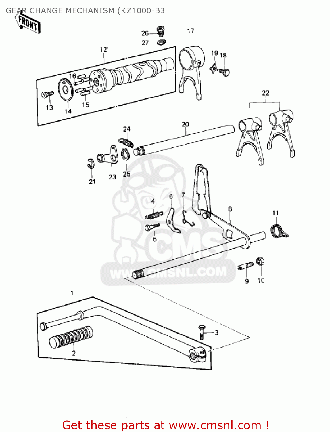 GEAR CHANGE MECHANISM (KZ1000-B3 KZ1000B1 KZ1000 LTD 1977 USA CANADA