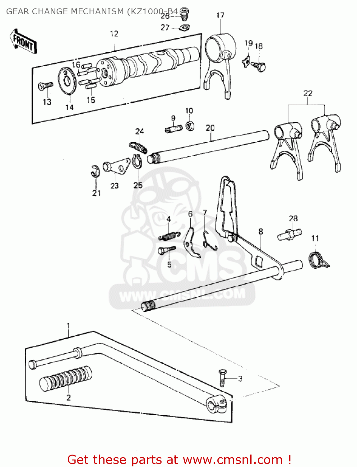 GEAR CHANGE MECHANISM (KZ1000-B4 KZ1000B1 KZ1000 LTD 1977 USA CANADA