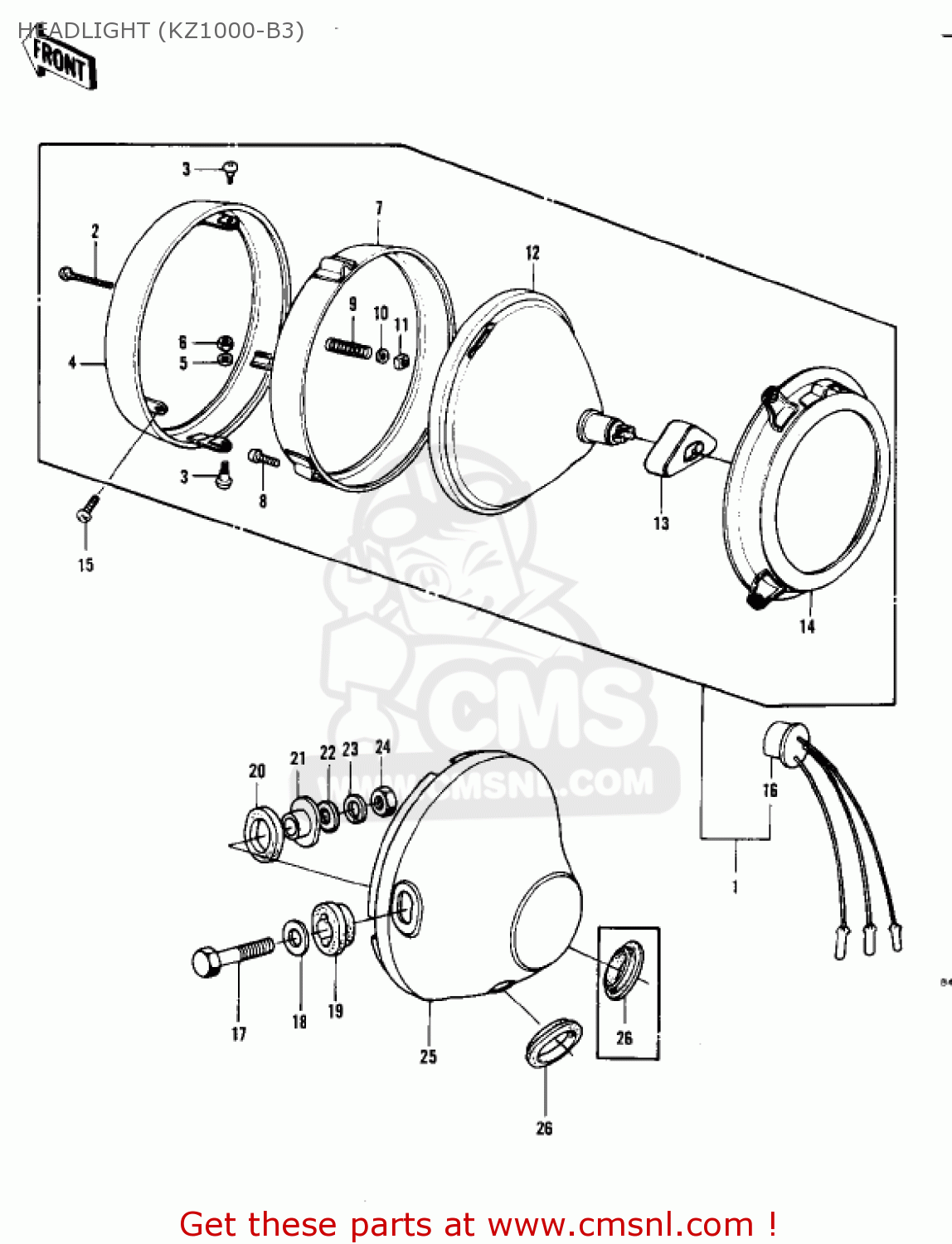 HEADLIGHT (KZ1000-B3) KZ1000B1 KZ1000 LTD 1977 USA CANADA