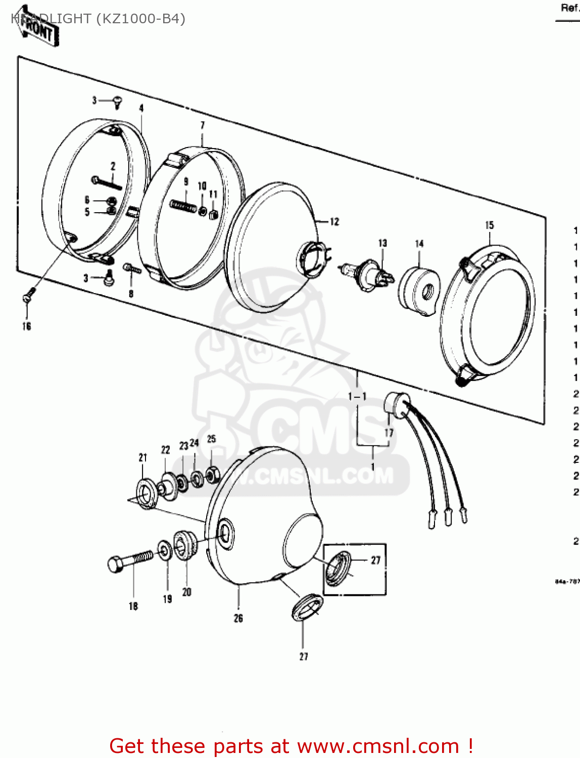 HEADLIGHT (KZ1000-B4) KZ1000B1 KZ1000 LTD 1977 USA CANADA