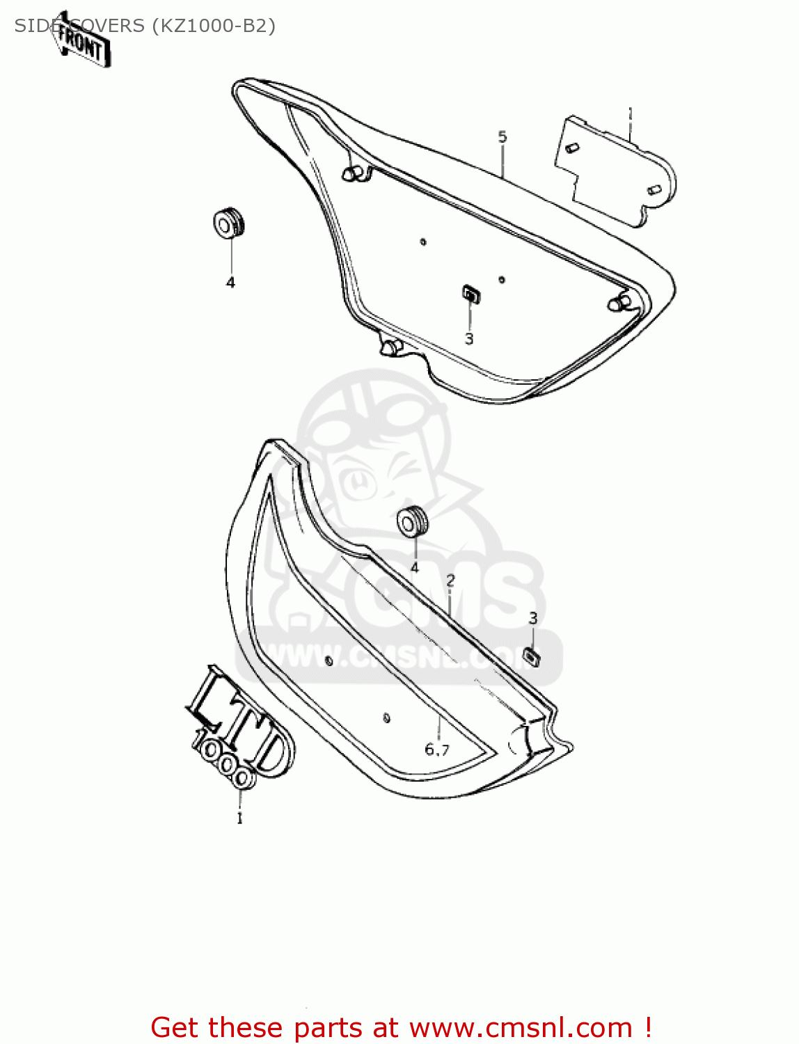 SIDE COVERS (KZ1000-B2) KZ1000B1 KZ1000 LTD 1977 USA CANADA