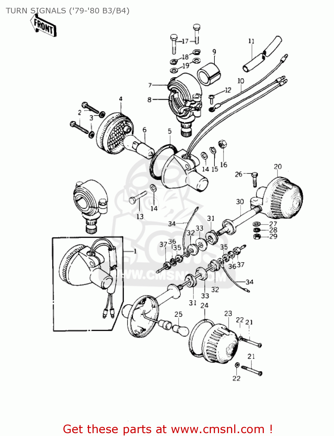 TURN SIGNALS ('79-'80 B3/B4) KZ1000B1 KZ1000 LTD 1977 USA CANADA