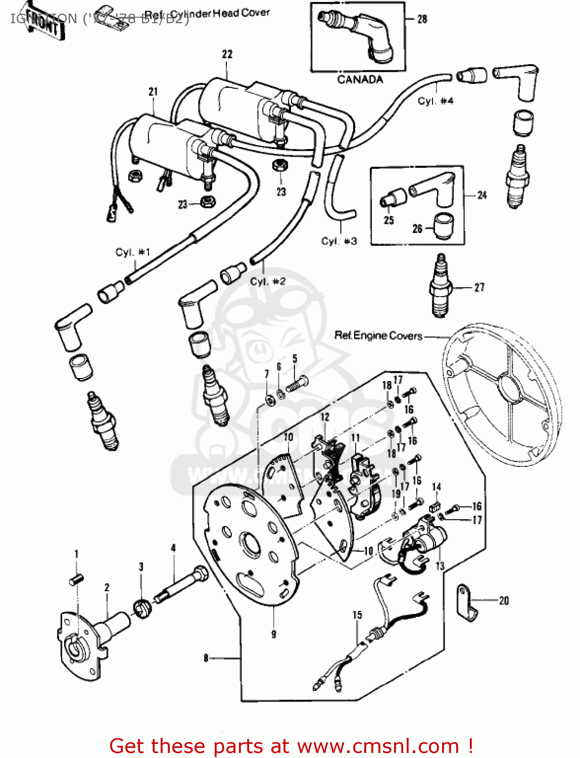 IGNITION ('77-'78 B1/B2) KZ1000B1 KZ1000 LTD 1977 USA CANADA