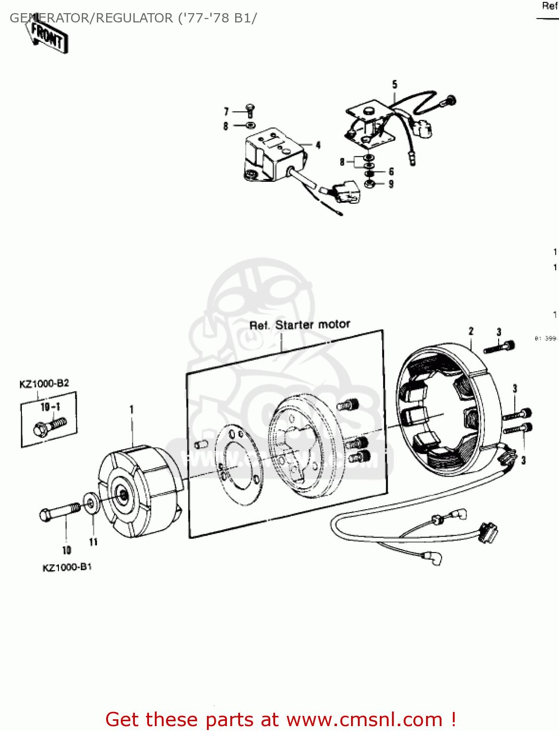 GENERATOR/REGULATOR ('77-'78 B1/ KZ1000B1 KZ1000 LTD 1977 USA CANADA