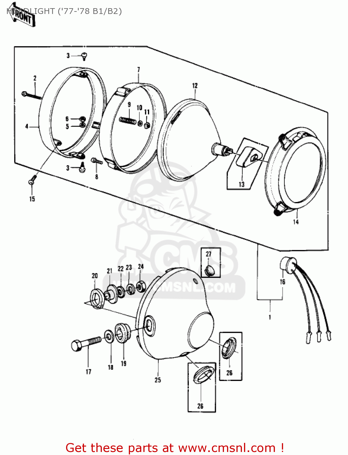 HEADLIGHT ('77-'78 B1/B2) KZ1000B1 KZ1000 LTD 1977 USA CANADA