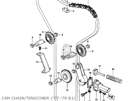 CAM CHAIN/TENSIONER ('77-'78 B1/ - KZ1000B1 KZ1000 LTD 1977 USA CANADA