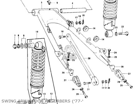 SWING ARM/SHOCK ABSORBERS ('77-' - KZ1000B1 KZ1000 LTD 1977 USA CANADA