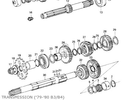 TRANSMISSION ('79-'80 B3/B4) - KZ1000B1 KZ1000 LTD 1977 USA CANADA