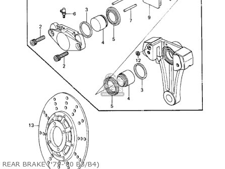 REAR BRAKE ('79-'80 B3/B4) - KZ1000B1 KZ1000 LTD 1977 USA CANADA