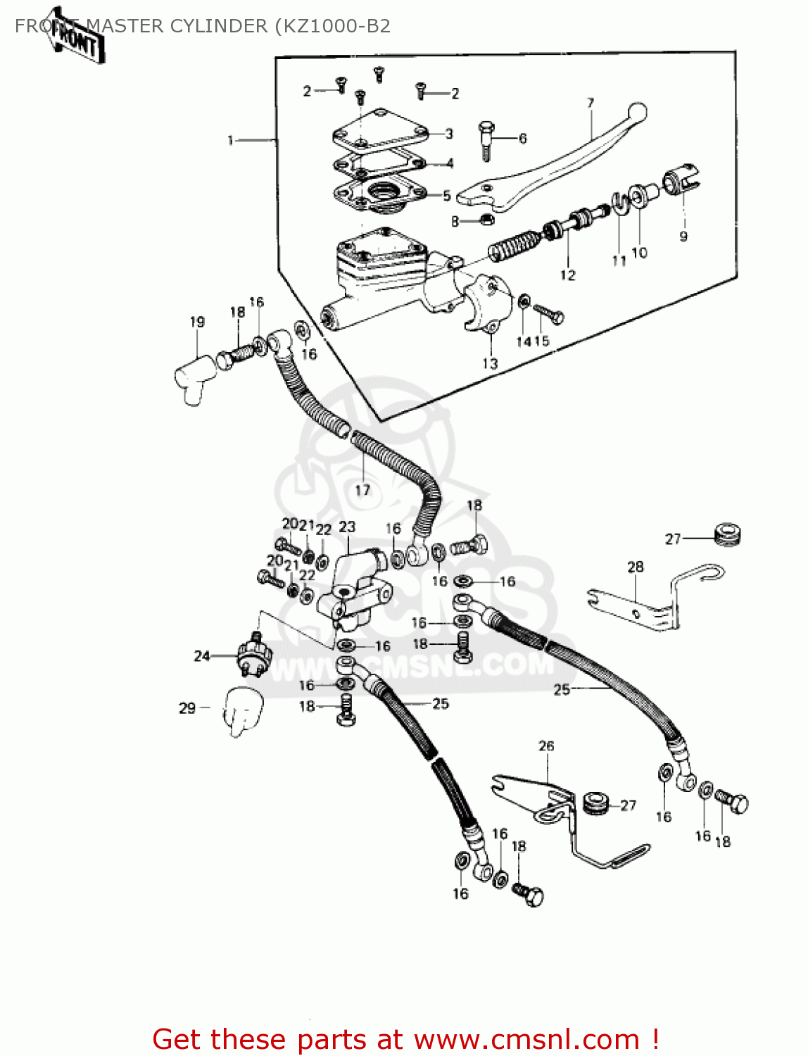 Kawasaki KZ1000B2 KZ1000 LTD 1978 USA CANADA FRONT MASTER CYLINDER ...