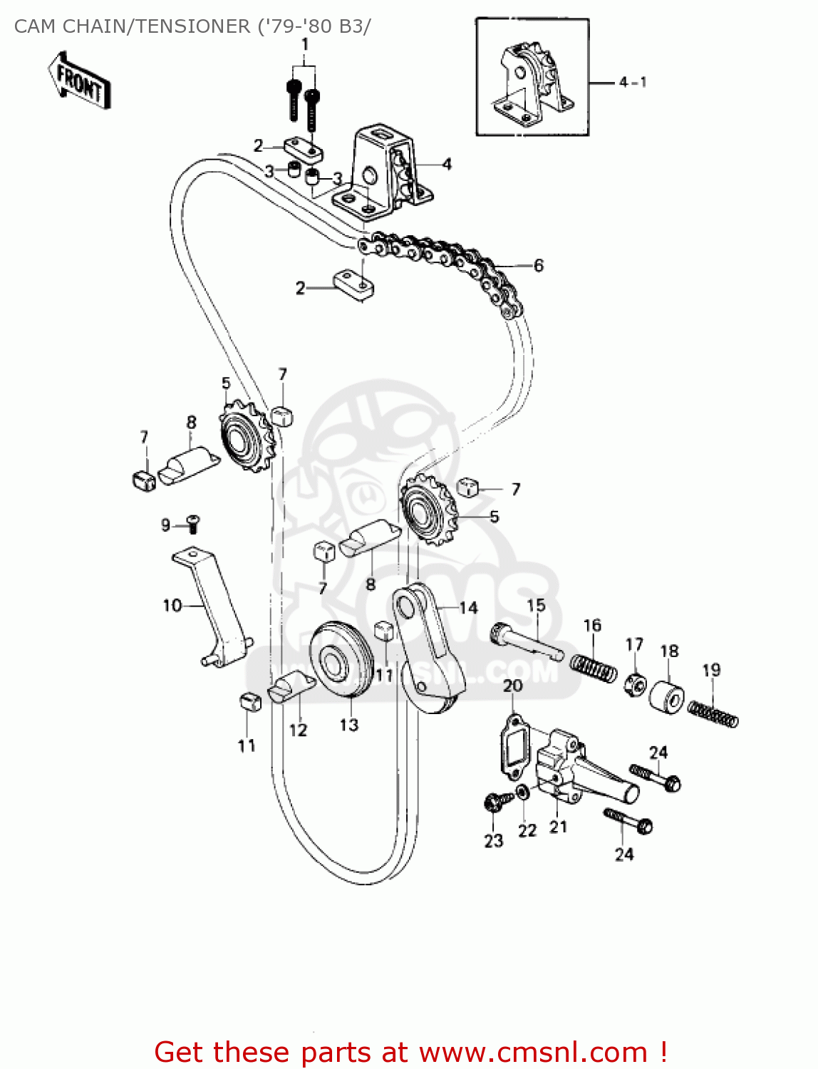 CAM CHAIN/TENSIONER ('79-'80 B3/ KZ1000B2 KZ1000 LTD 1978 USA CANADA