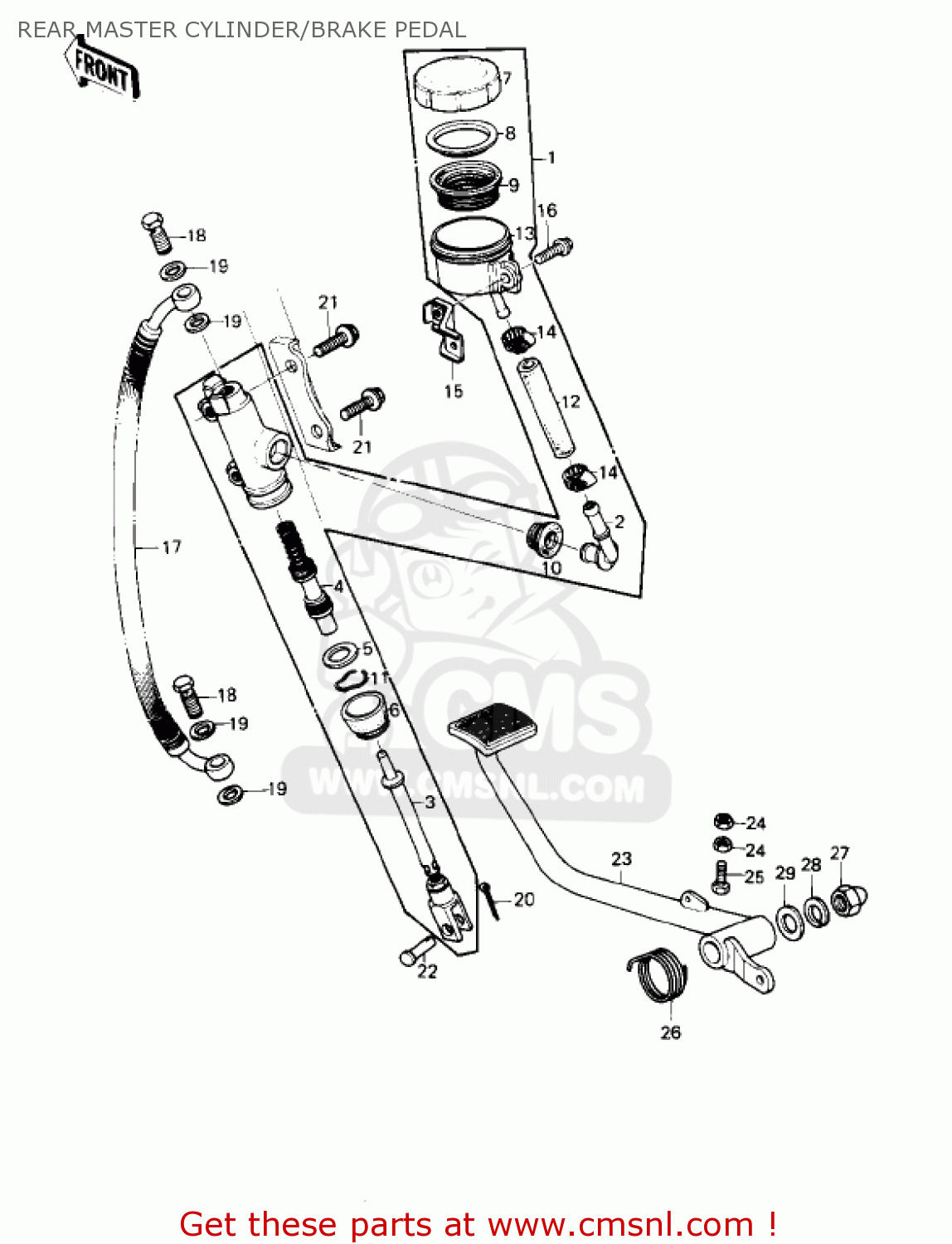 REAR MASTER CYLINDER/BRAKE PEDAL KZ1000B2 KZ1000 LTD 1978 USA CANADA