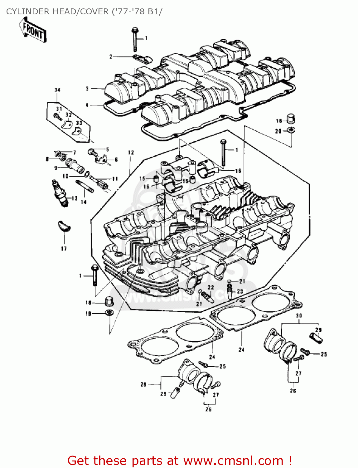 CYLINDER HEAD/COVER ('77-'78 B1/ KZ1000B2 KZ1000 LTD 1978 USA CANADA