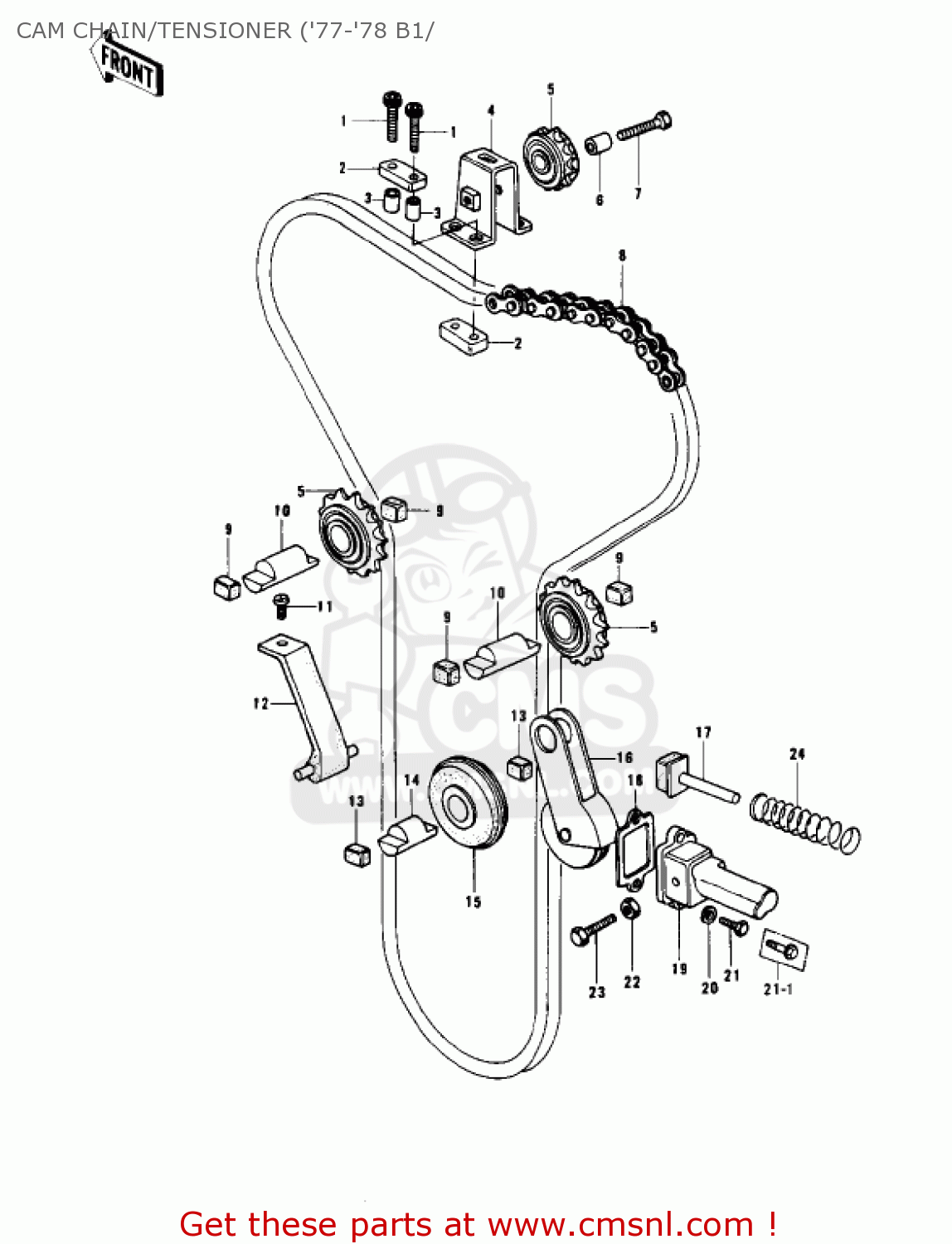 CAM CHAIN/TENSIONER ('77-'78 B1/ KZ1000B2 KZ1000 LTD 1978 USA CANADA