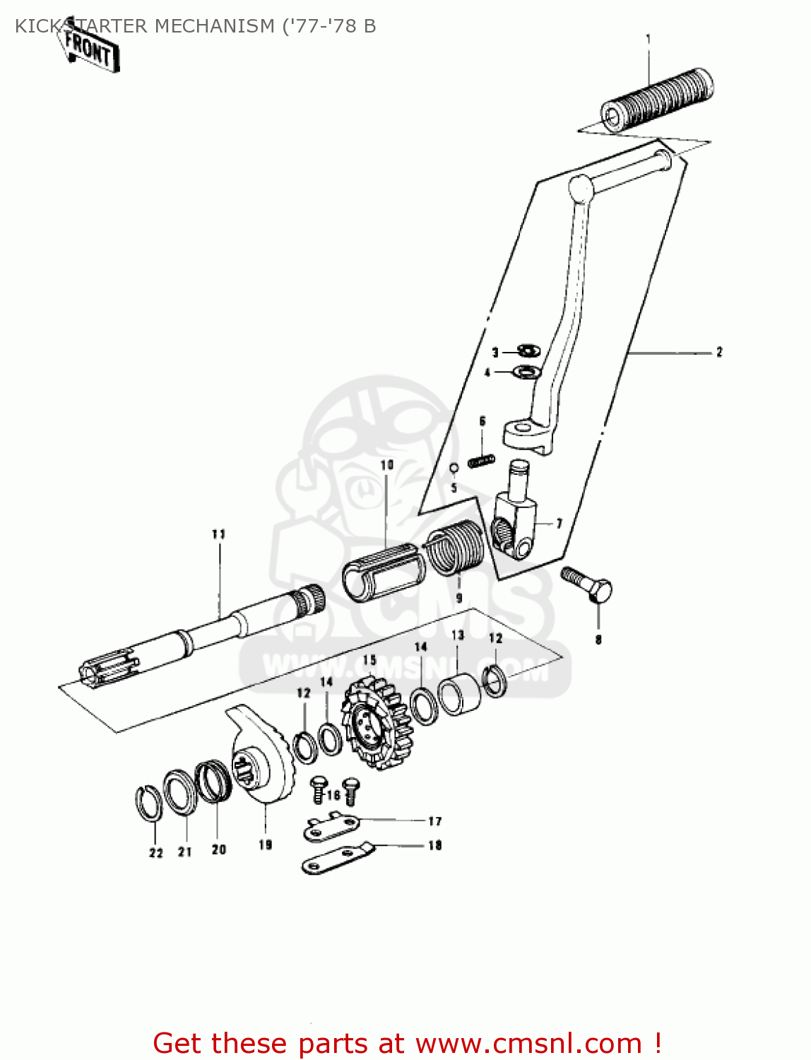 KICKSTARTER MECHANISM ('77-'78 B KZ1000B2 KZ1000 LTD 1978 USA CANADA