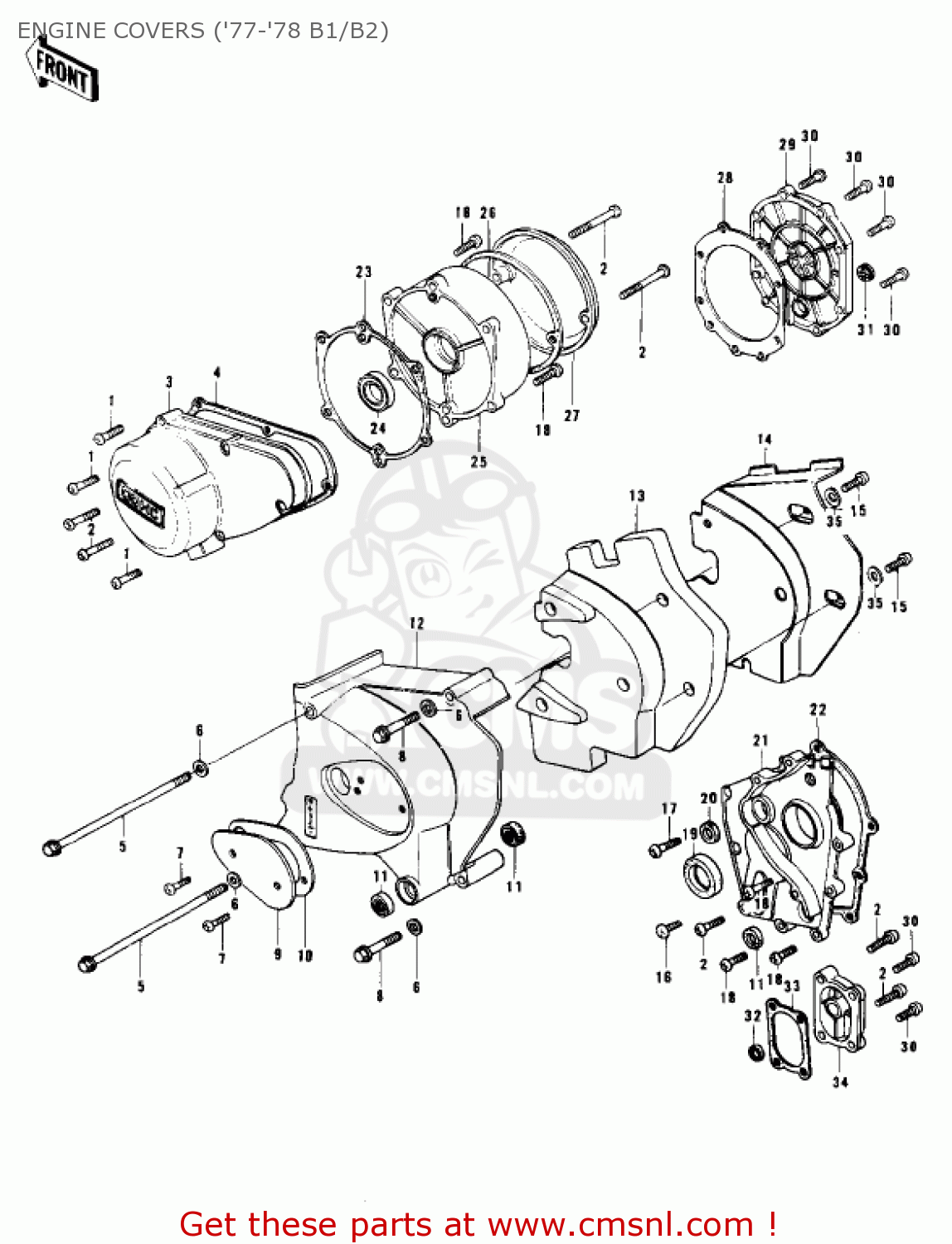 ENGINE COVERS ('77-'78 B1/B2) KZ1000B2 KZ1000 LTD 1978 USA CANADA