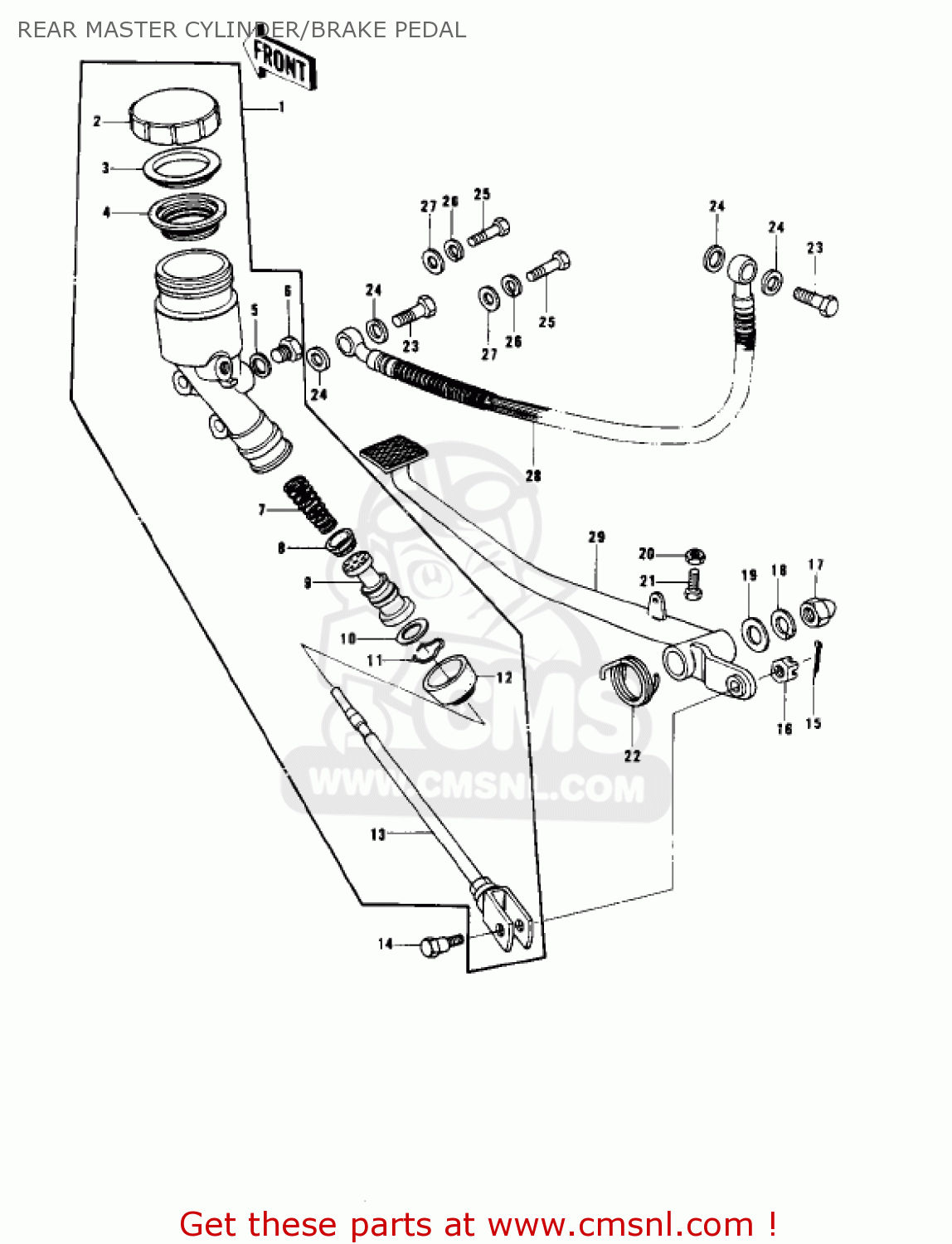 REAR MASTER CYLINDER/BRAKE PEDAL KZ1000B2 KZ1000 LTD 1978 USA CANADA