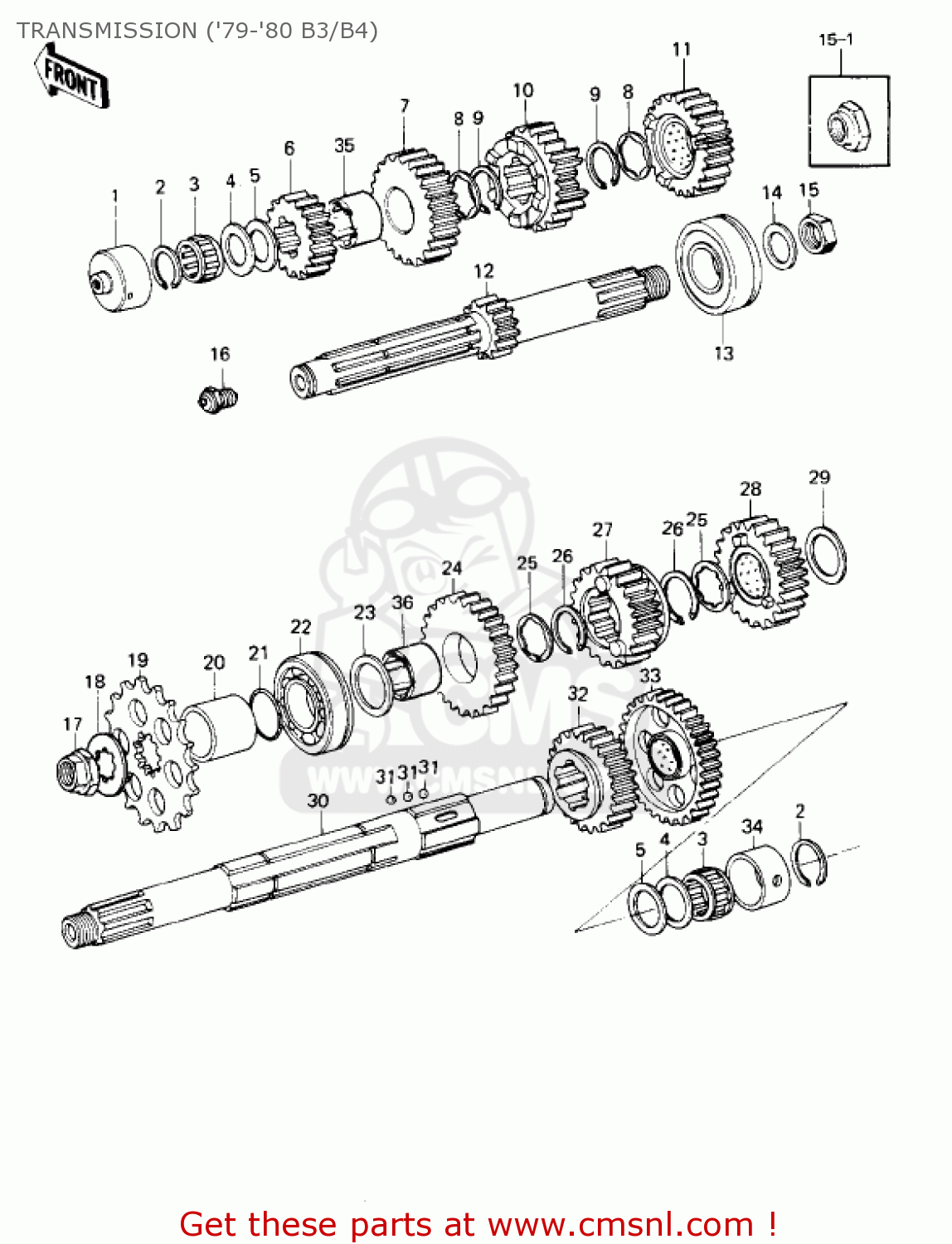 TRANSMISSION ('79-'80 B3/B4) KZ1000B2 KZ1000 LTD 1978 USA CANADA