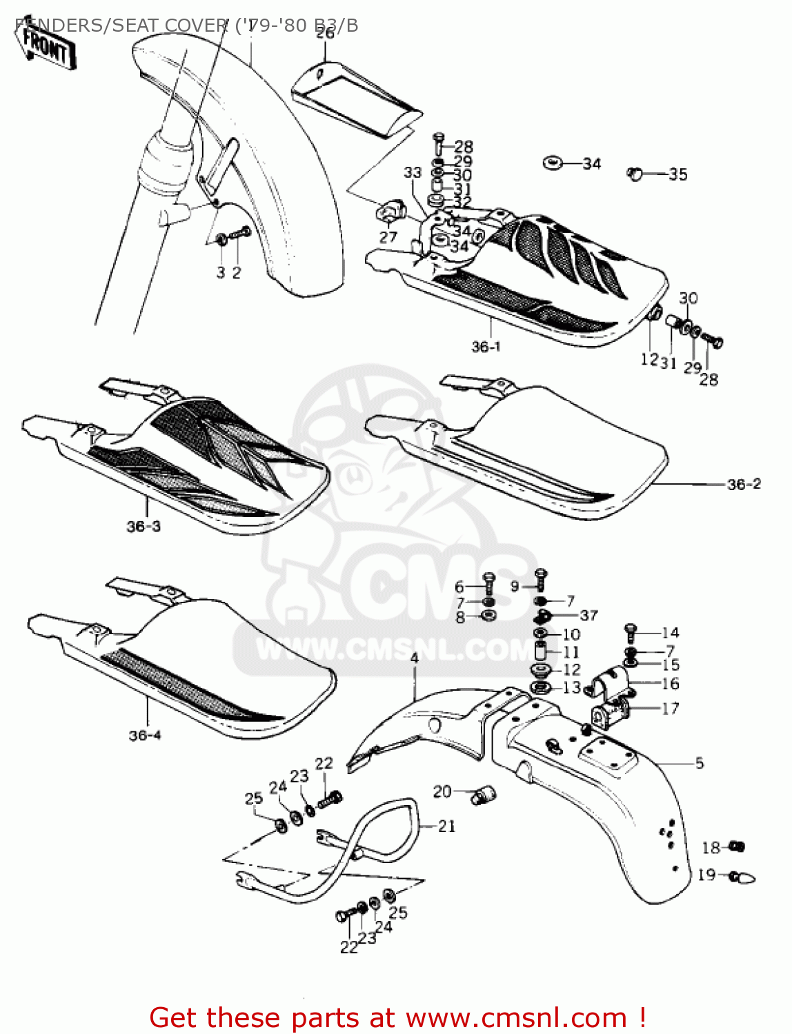FENDERS/SEAT COVER ('79-'80 B3/B KZ1000B2 KZ1000 LTD 1978 USA CANADA