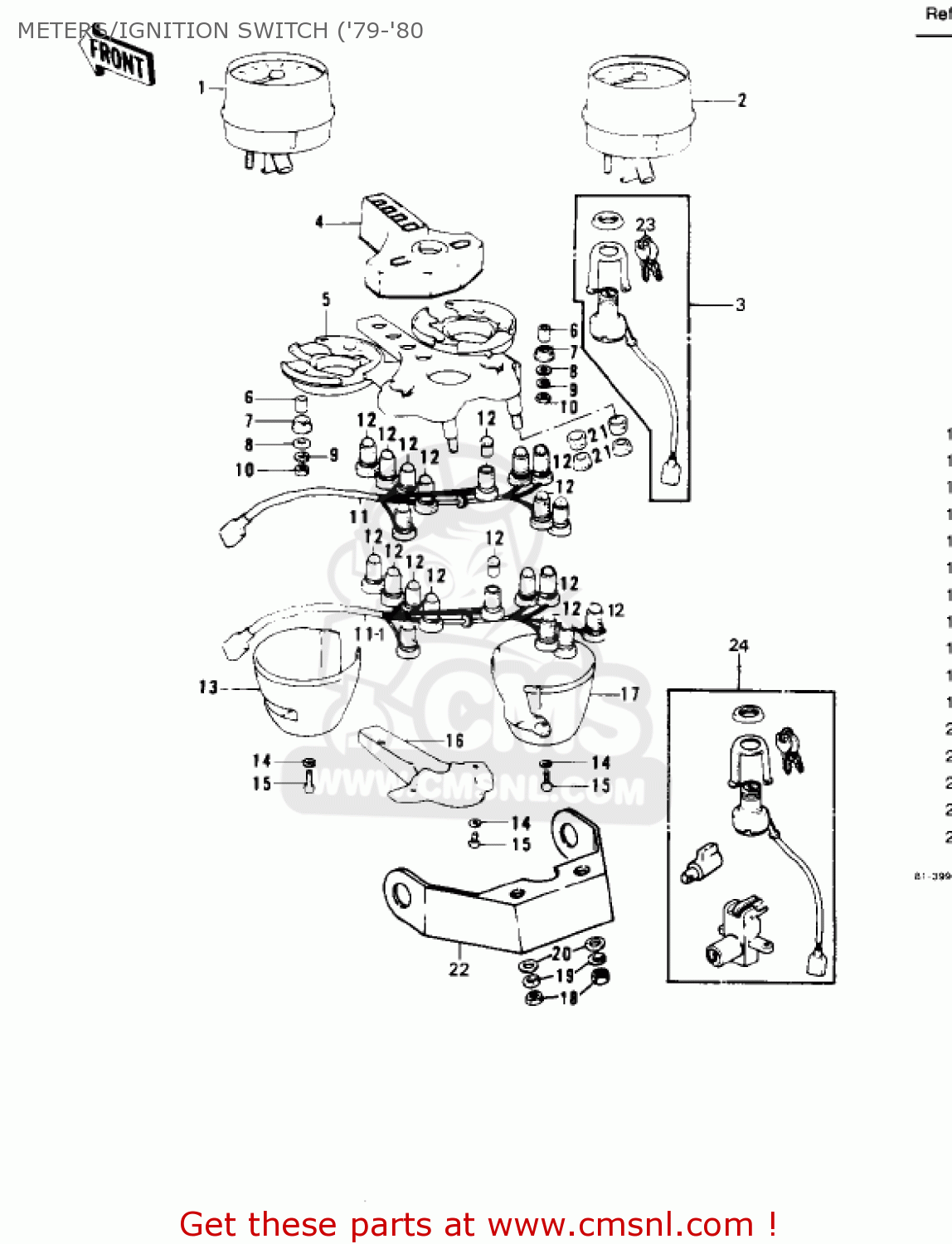 METERS/IGNITION SWITCH ('79-'80 KZ1000B2 KZ1000 LTD 1978 USA CANADA