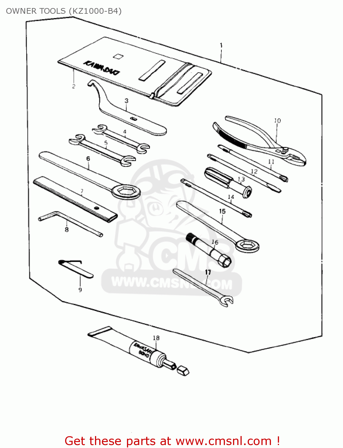 OWNER TOOLS (KZ1000-B4) KZ1000B2 KZ1000 LTD 1978 USA CANADA