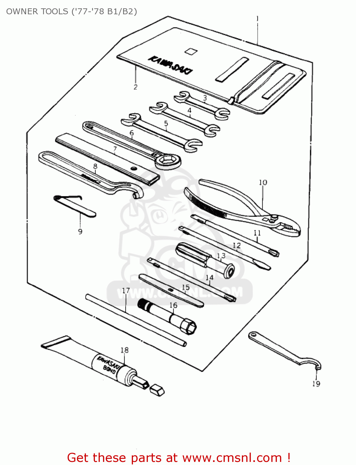 OWNER TOOLS ('77-'78 B1/B2) KZ1000B2 KZ1000 LTD 1978 USA CANADA
