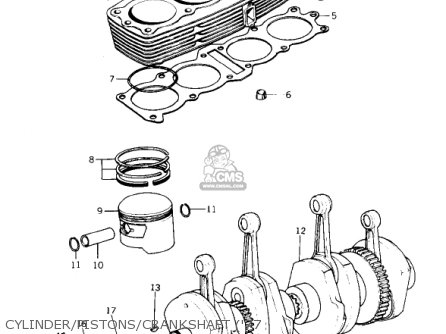 CYLINDER/PISTONS/CRANKSHAFT ('77 - KZ1000B2 KZ1000 LTD 1978 USA CANADA