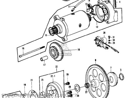 STARTER MOTOR/STARTER CLUTCH ('7 - KZ1000B2 KZ1000 LTD 1978 USA CANADA