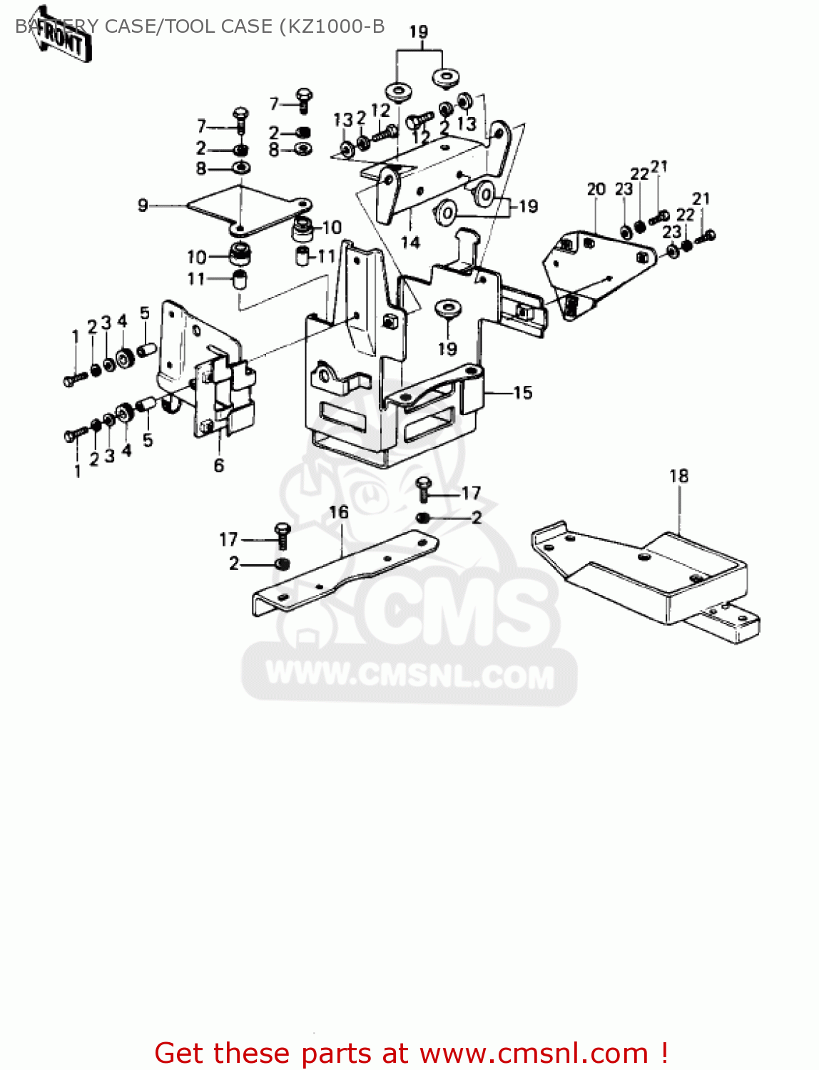 Kawasaki KZ1000B3 KZ1000 LTD 1979 USA CANADA BATTERY CASE ... kz1000 parts diagram 