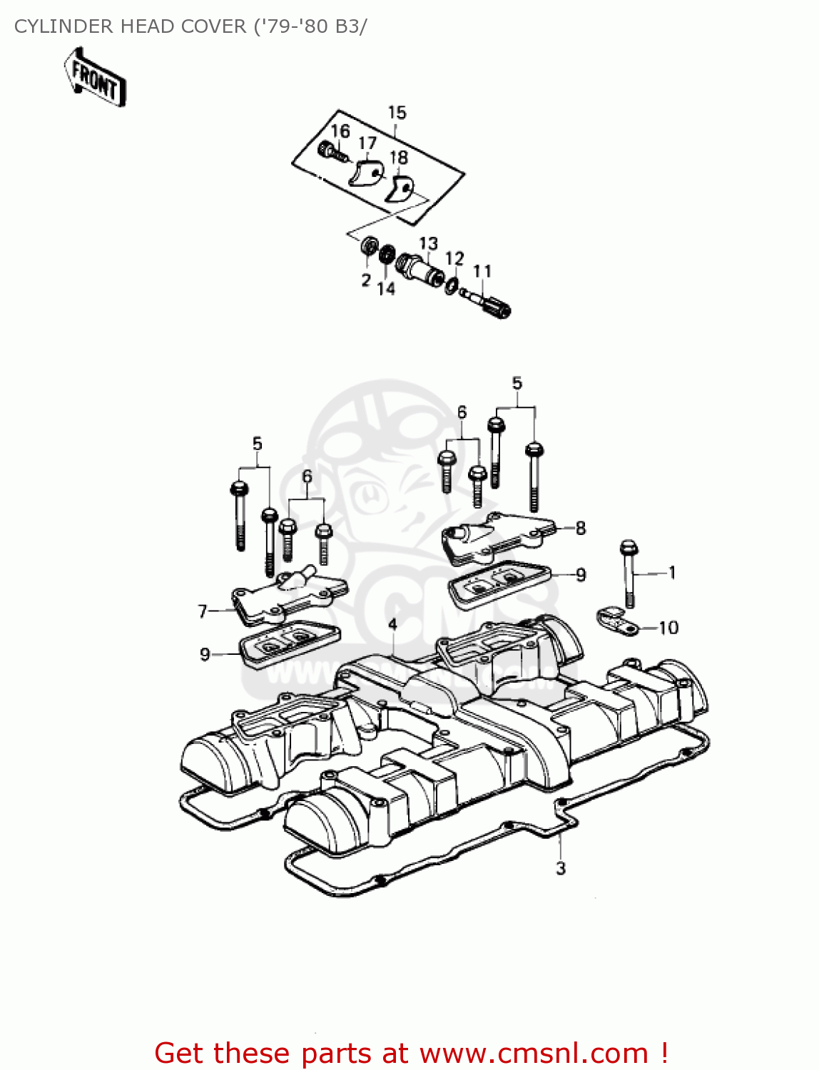 CYLINDER HEAD COVER ('79-'80 B3/ KZ1000B3 KZ1000 LTD 1979 USA CANADA