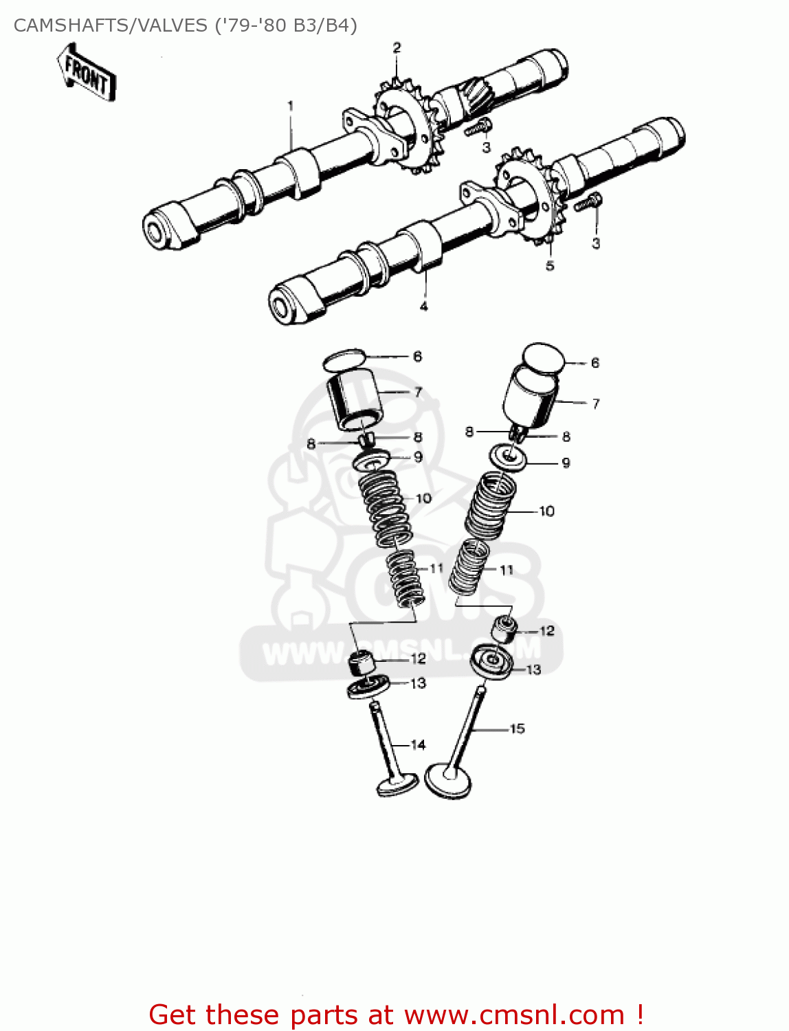 CAMSHAFTS/VALVES ('79-'80 B3/B4) KZ1000B3 KZ1000 LTD 1979 USA CANADA