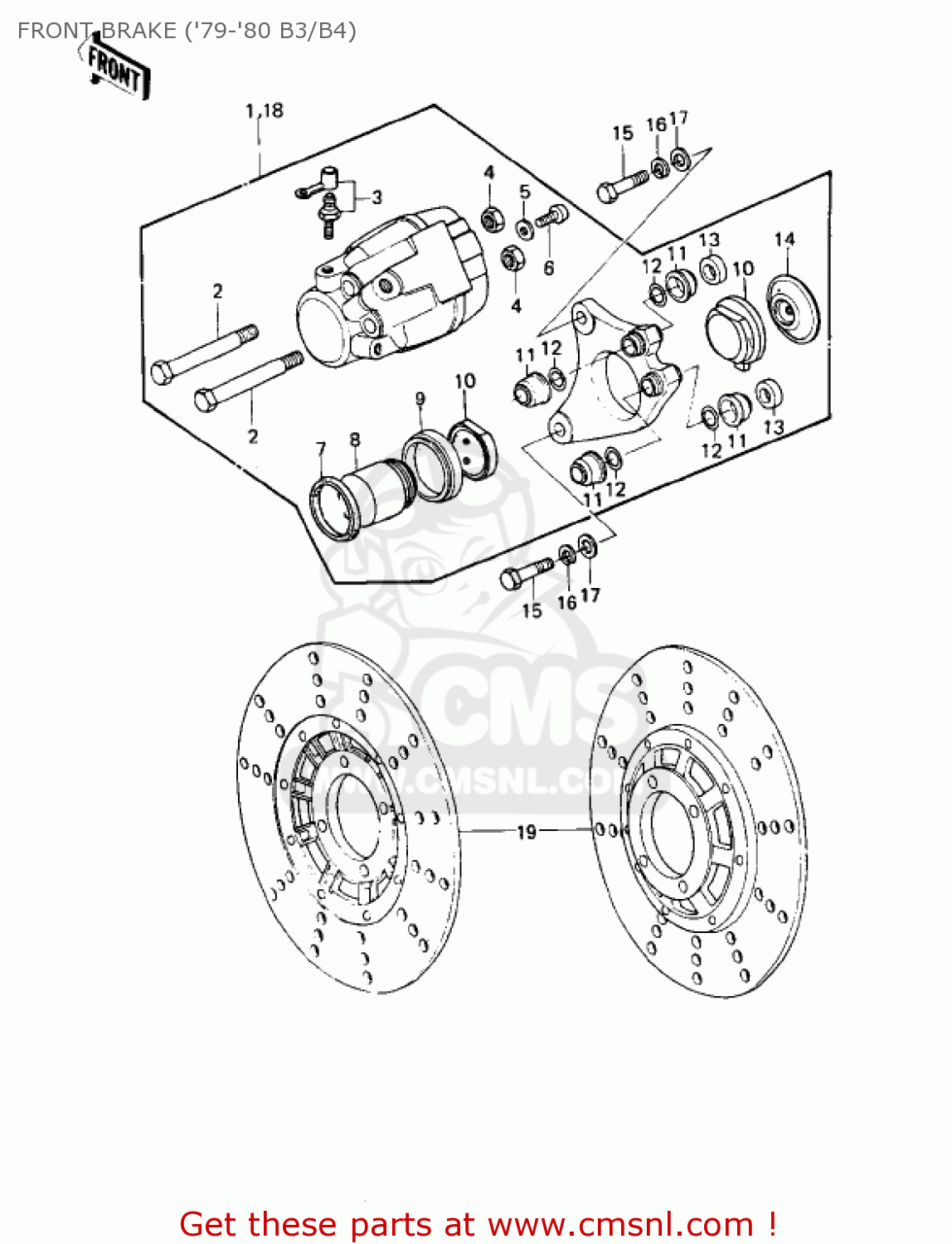 FRONT BRAKE ('79-'80 B3/B4) KZ1000B3 KZ1000 LTD 1979 USA CANADA
