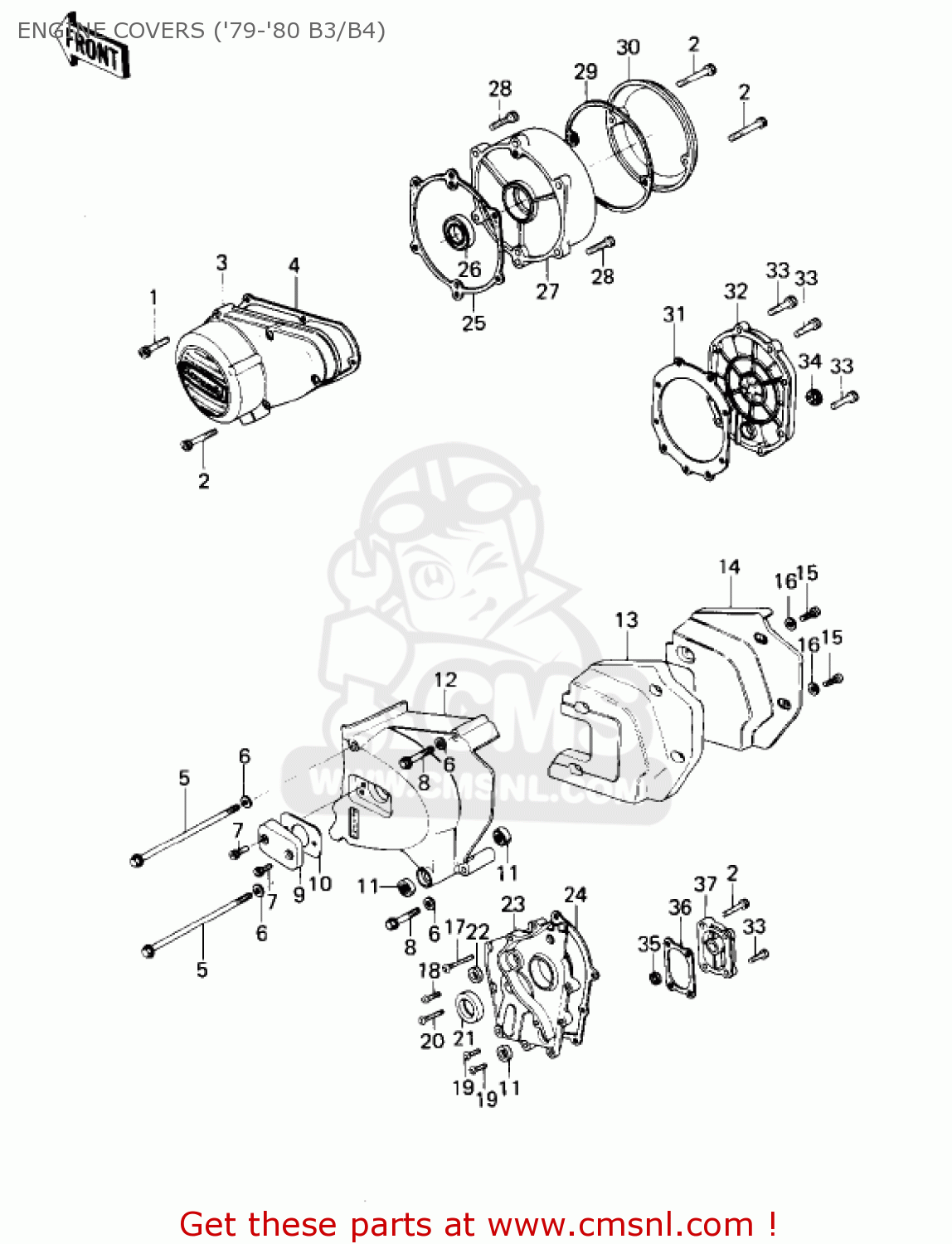 ENGINE COVERS ('79-'80 B3/B4) KZ1000B3 KZ1000 LTD 1979 USA CANADA