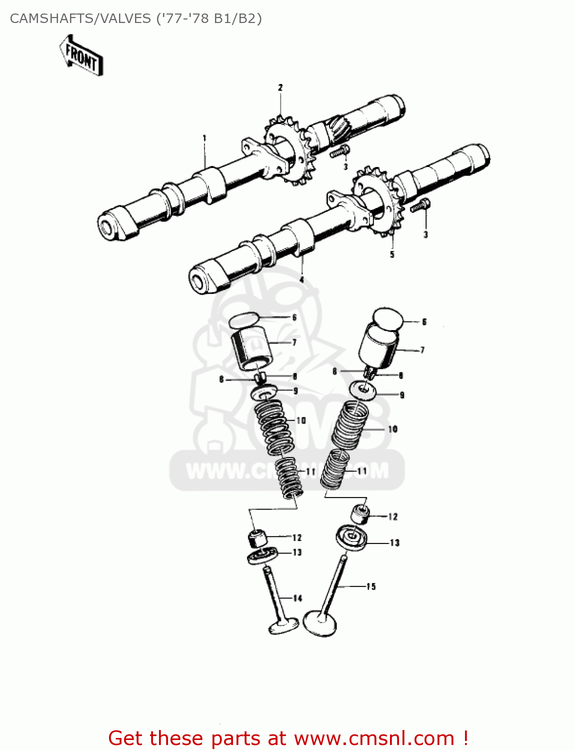 CAMSHAFTS/VALVES ('77-'78 B1/B2) KZ1000B3 KZ1000 LTD 1979 USA CANADA
