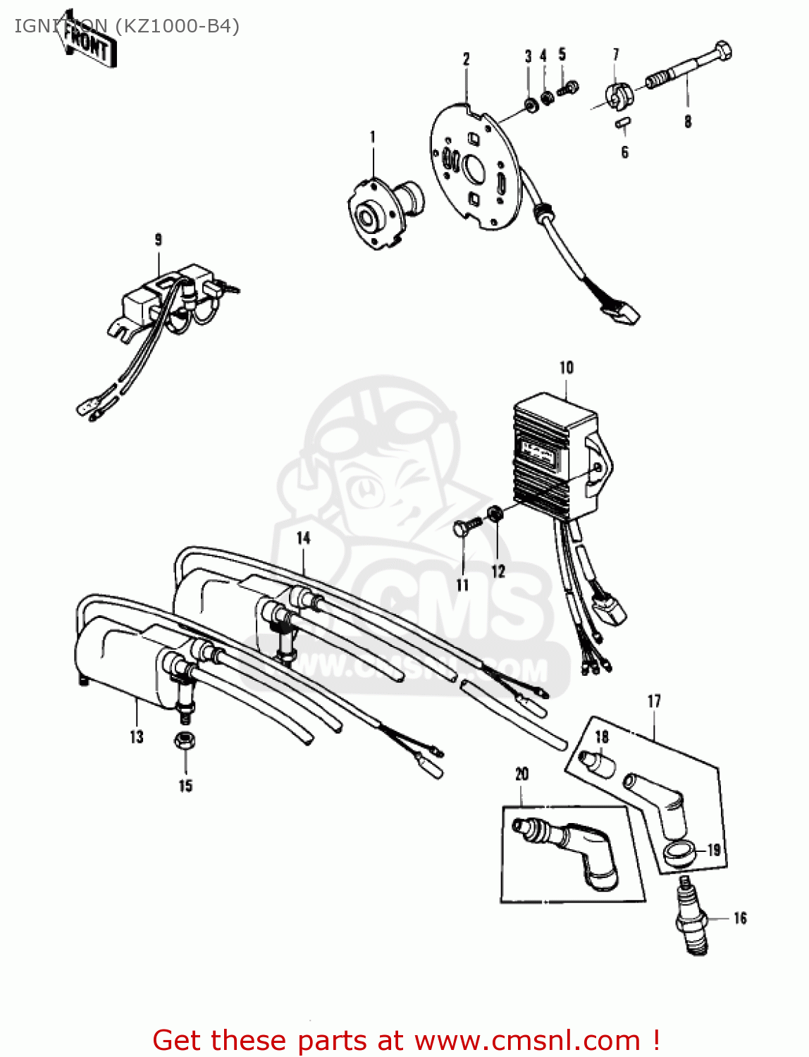 IGNITION (KZ1000-B4) KZ1000B3 KZ1000 LTD 1979 USA CANADA