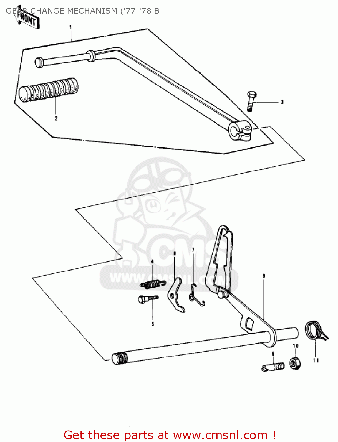 GEAR CHANGE MECHANISM ('77-'78 B KZ1000B3 KZ1000 LTD 1979 USA CANADA