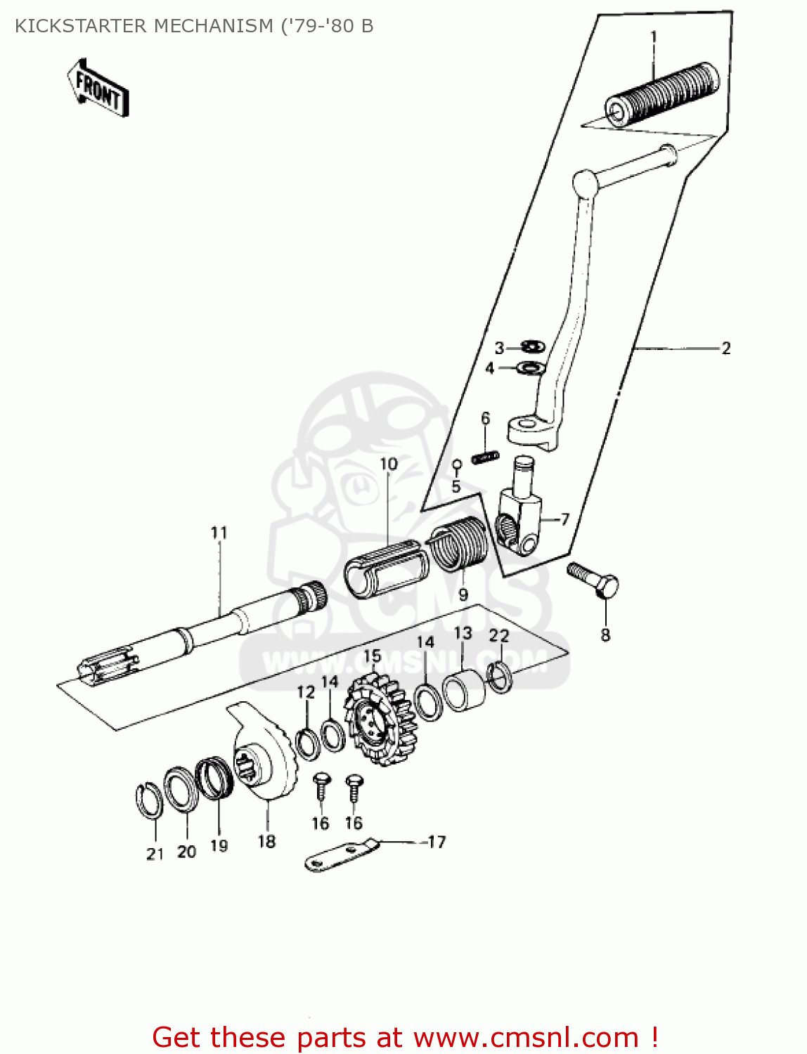 KICKSTARTER MECHANISM ('79-'80 B KZ1000B3 KZ1000 LTD 1979 USA CANADA
