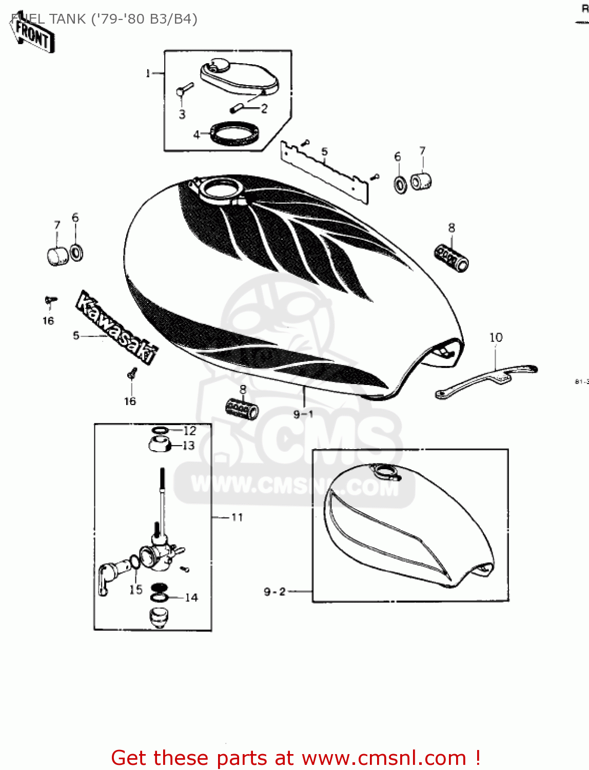 FUEL TANK ('79-'80 B3/B4) KZ1000B3 KZ1000 LTD 1979 USA CANADA