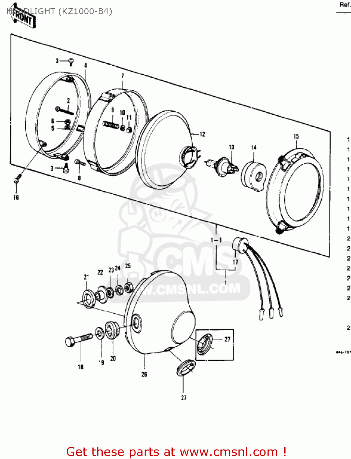 HEADLIGHT (KZ1000-B4) KZ1000B3 KZ1000 LTD 1979 USA CANADA