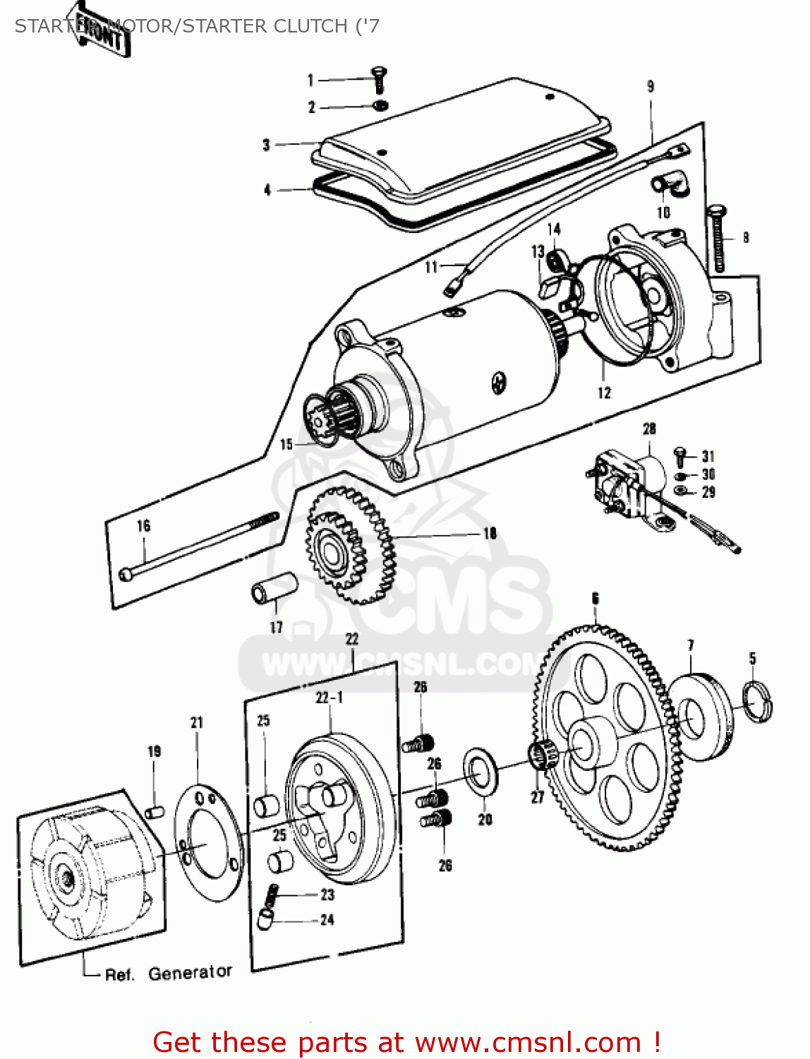 STARTER MOTOR/STARTER CLUTCH ('7 KZ1000B3 KZ1000 LTD 1979 USA CANADA