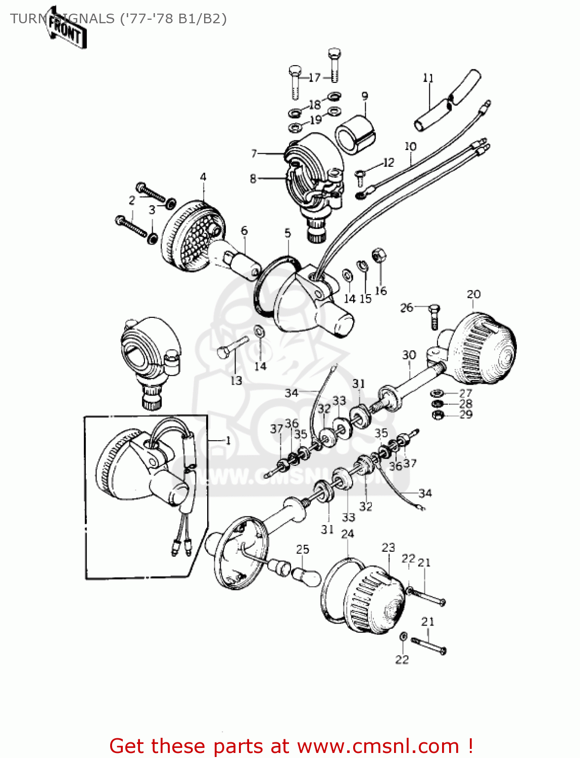 TURN SIGNALS ('77-'78 B1/B2) KZ1000B3 KZ1000 LTD 1979 USA CANADA