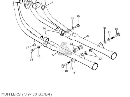 MUFFLERS ('79-'80 B3/B4) - KZ1000B3 KZ1000 LTD 1979 USA CANADA