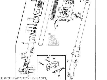 FRONT FORK ('79-'80 B3/B4) - KZ1000B3 KZ1000 LTD 1979 USA CANADA