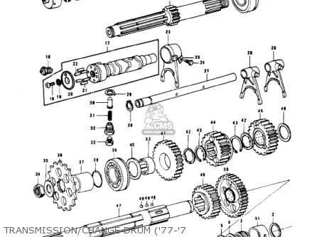 TRANSMISSION/CHANGE DRUM ('77-'7 - KZ1000B3 KZ1000 LTD 1979 USA CANADA