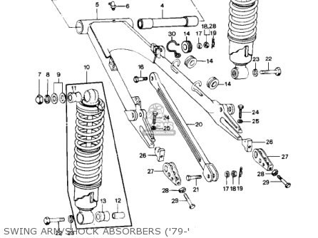 SWING ARM/SHOCK ABSORBERS ('79-' - KZ1000B3 KZ1000 LTD 1979 USA CANADA