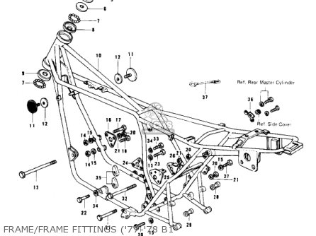 FRAME/FRAME FITTINGS ('77-'78 B1 - KZ1000B3 KZ1000 LTD 1979 USA CANADA