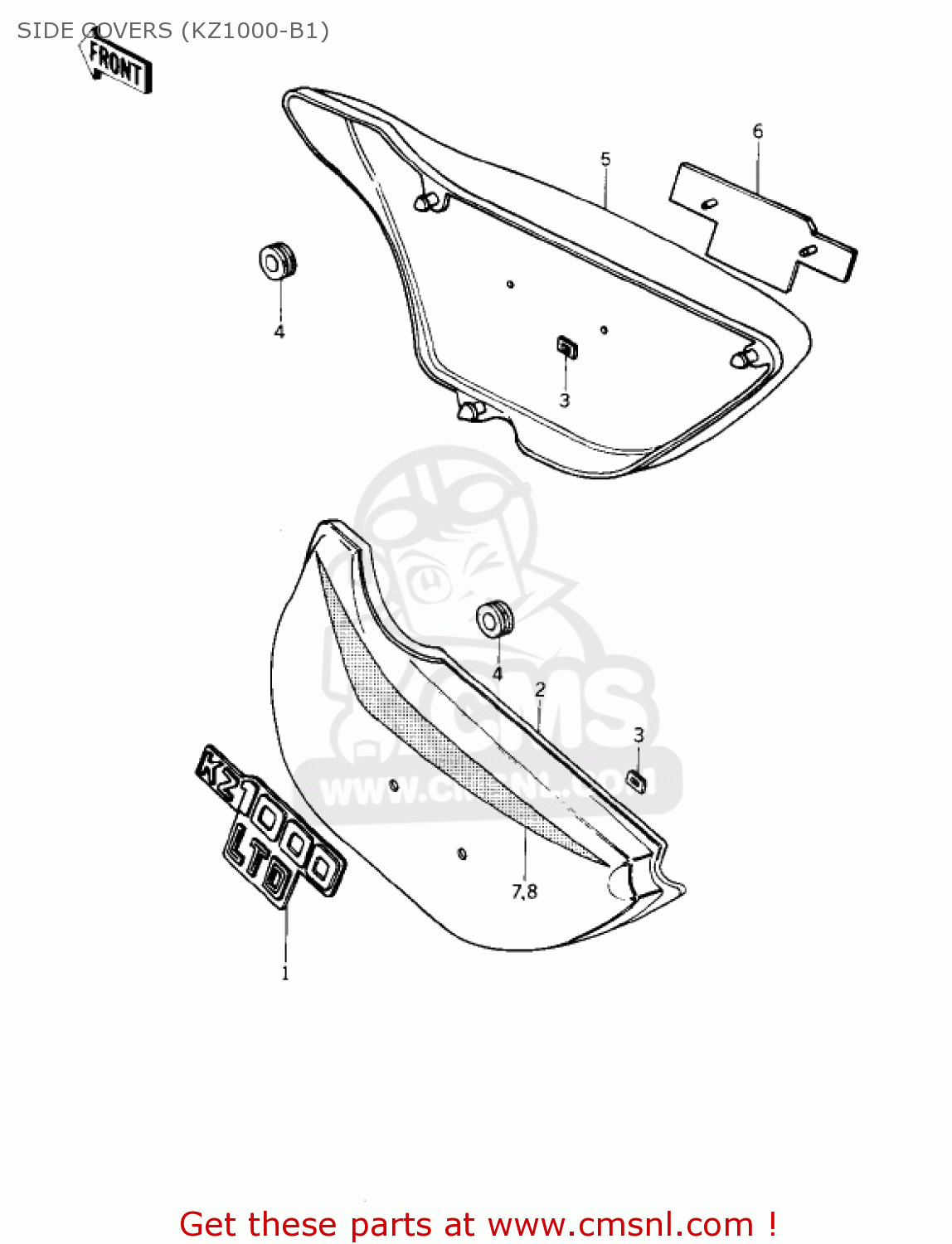 Kawasaki KZ1000B4 LTD 1980 USA CANADA SIDE COVERS (KZ1000-B1) - buy ...