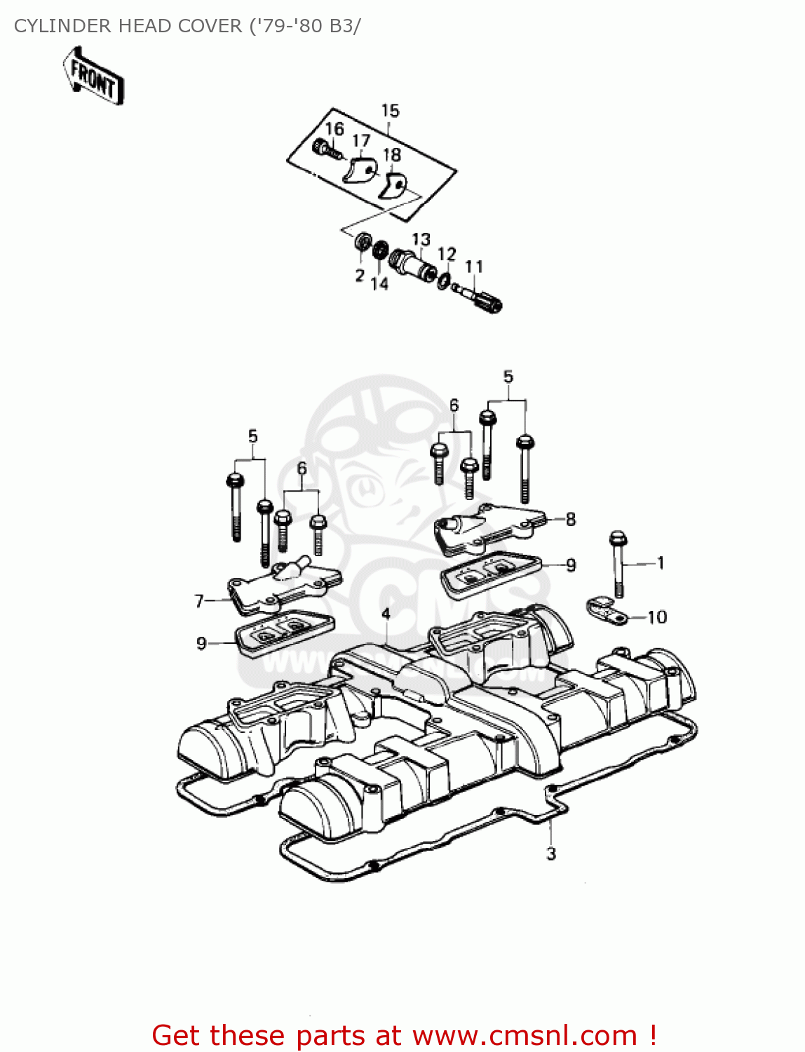 CYLINDER HEAD COVER ('79-'80 B3/ KZ1000B4 LTD 1980 USA CANADA